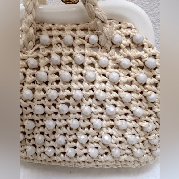 Vintage Raffia and Beads Handle Bag - Picture 3 of 12